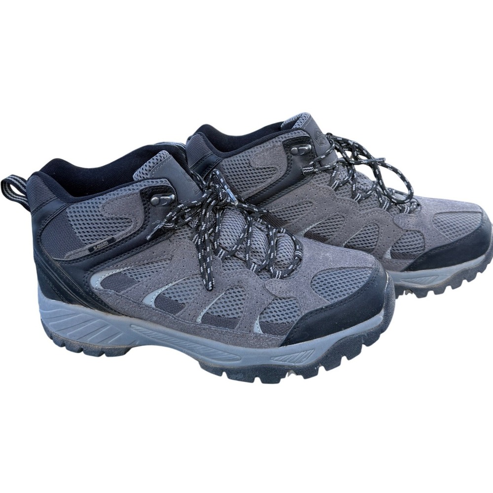 Khombu Tyler Men's 10 M Gray Black Leather Mesh Hiking Boots K-Guard Trail